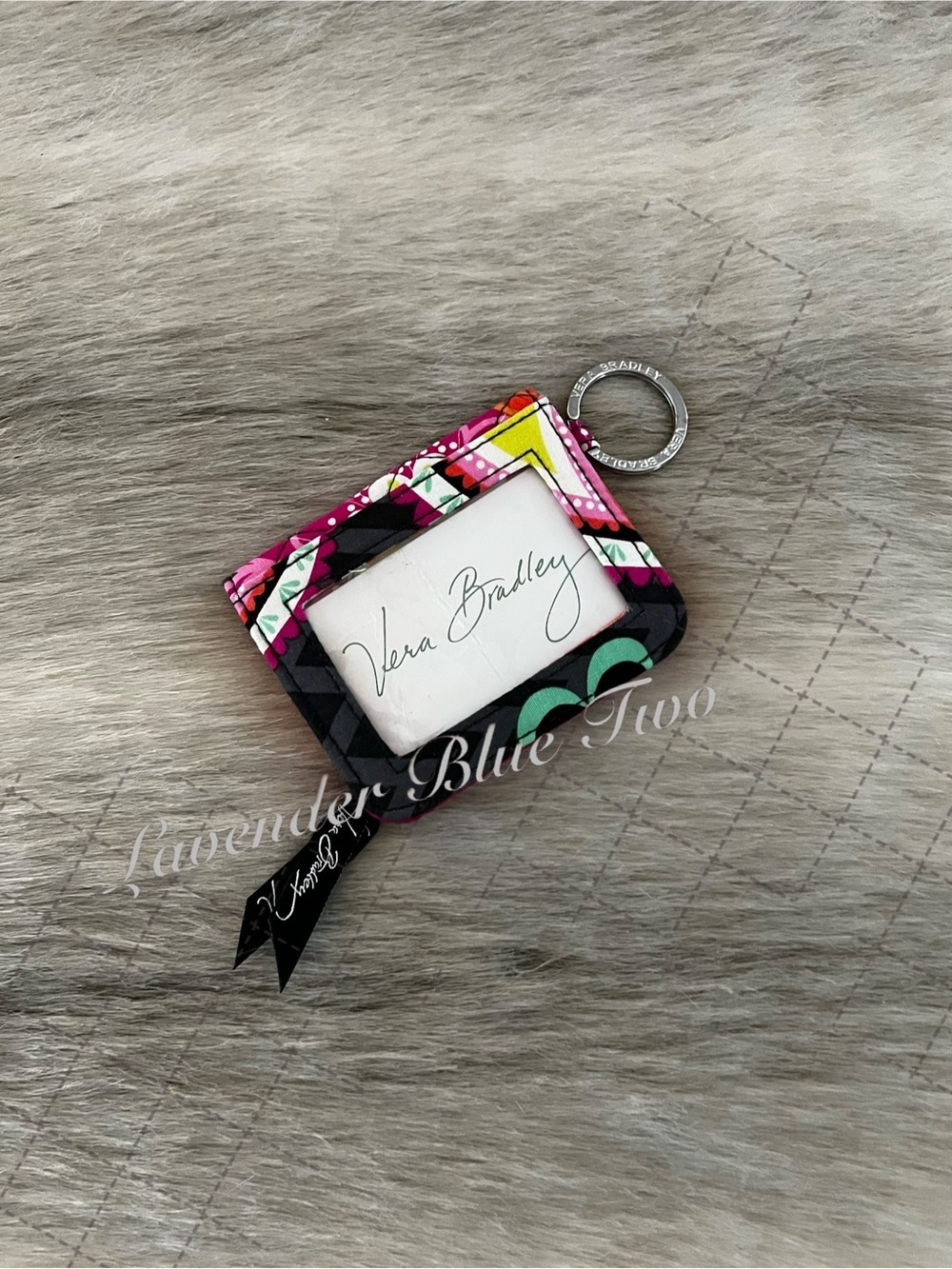 VERA BRADLEY Ziggy Zinnia 2014 Double ID Case Keyring Orange Punk Compact Floral
